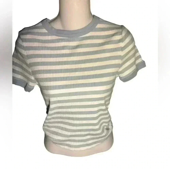 ASOS Design light blue‎ striped Tee, Size 8 - Picture 1 of 4